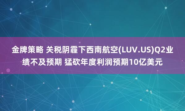 金牌策略 关税阴霾下西南航空(LUV.US)Q2业绩不及预期 猛砍年度利润预期10亿美元